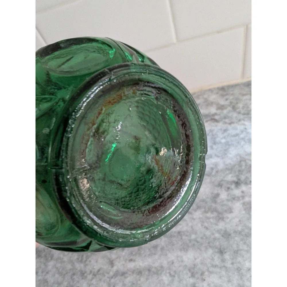 VTG Emerald Green‎ Pressed Glass Diamond Pattern Bud Vase 6.5